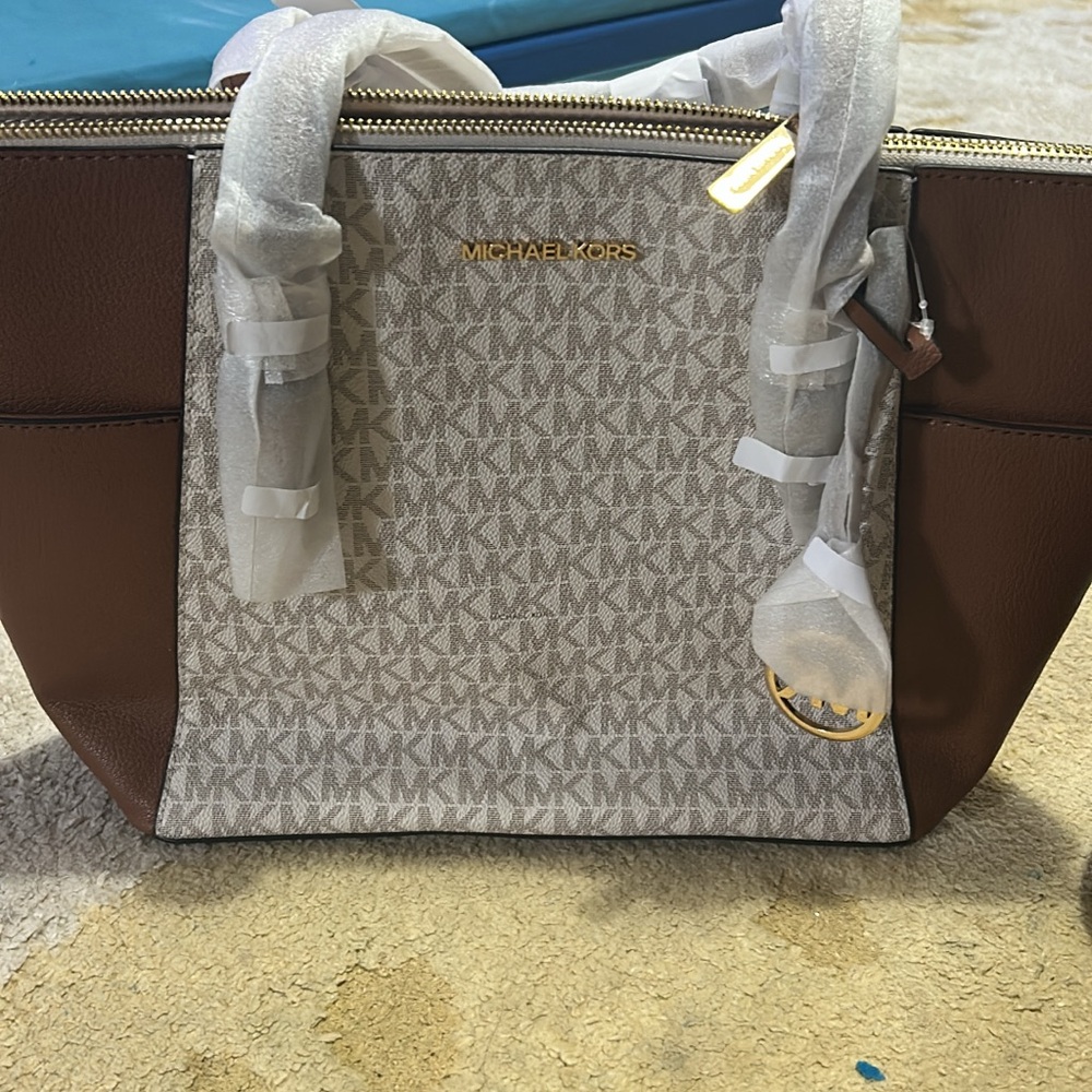 Michael Kors Tan and Brown Tote Bag